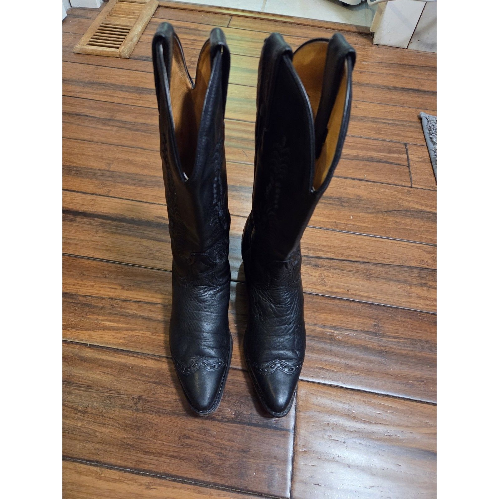 Womens Vintage Boulet Black Leather Western Dress Boots Ch640025 4035 Size 6